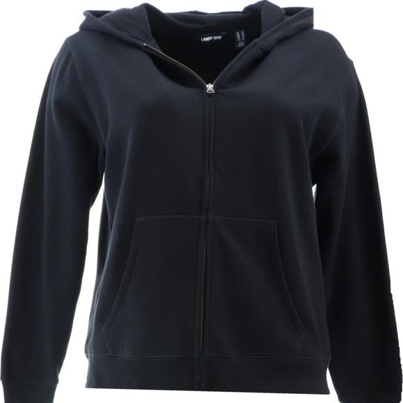 NWT LANDS' END UNIFORM GIRL'S ZIP FRONT HOODIE BLACK MEDIUM - Picture 1 of 7